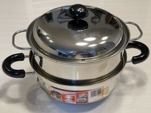 (送料無料)未使用品 日本製 貝印 DELIKOデリコ 二段蒸器 両手鍋 ☆サイズ 直径 20㎝ ☆容量 2.8L ☆素材 18-8ステンレス鋼(底の厚さ0.5mm)
