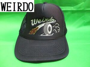 WEIRDO　帽子　刺繍　黒　メッシュ　キャップ　チェーンステッチ　タイヤ　ウィアード