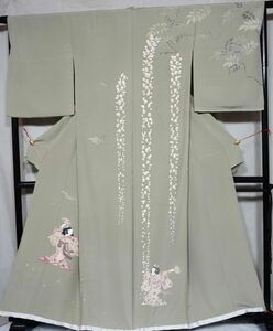 Art hand Auction 100 % Seide Ichikoshi Chirimen Handbemalter Kyoto Yuzen Visiting Kimono Autor: Suinobu Takahashi, Damen-Kimono, Kimono, Besuchskleid, ungeschnitten