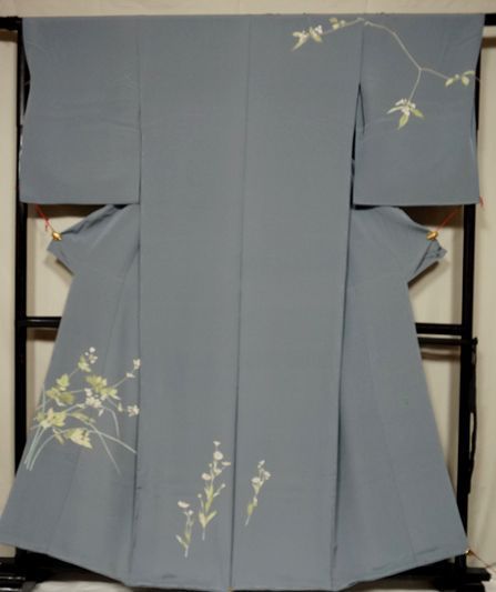 100% Seide, Ichigoshi-Crêpe, echter Kaga Yuzen, formeller Kimono, handgemalt vom Künstler Iwao Yamazaki, Damen-Kimono, Kimono, Besuchskleidung, Ungeschneidert