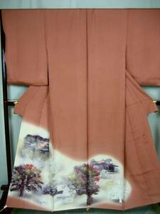 Art hand Auction 100% silk, Ichigoshi crepe, hand-painted Yuzen colored kimono, by Tadayoshi Yamamoto, fashion, Women's kimono, kimono, Tomesode