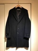 極美品☆Supreme シュプリーム☆15AW Loro Piana wool over coat ロロピアーナウールオーバーチェスターコート S ネイビー_画像1