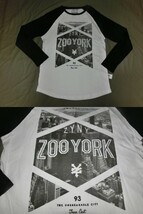 USA購入 アメカジ【ZOOYORK】ズーヨーク NY高層ビル街並みプリントロングスリーブTシャツUS S 白黒_画像2