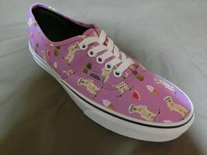 USA購入 激レア 可愛らしいサングラス犬フルーツ ソフトクリーム絵柄 バンズ 【Vans】キャンバス素材【Authentic】オーセンティック 25.5㌢