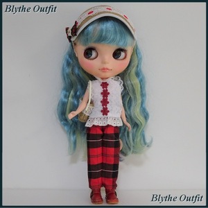 ♪Blythe＊ブライスアウトフィット♪赤チェックパンツセット！