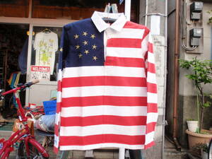 カナダ製　バーバリアン　アメリカ国旗仕様のロングTシャツ/ラガーシャツ　サイズM?