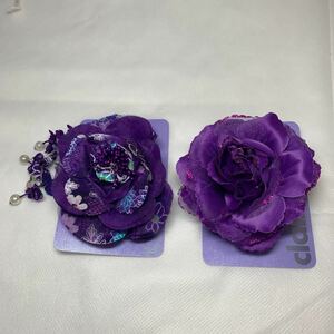 * unused head dress corsage 2 point set flower decoration purple purple kimono coming-of-age ceremony wedding celebration graduation ceremony yukata Event Western-style clothes the first . The Seven-Five-Three Festival Japanese clothes 