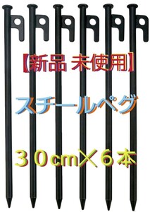 スチールペグ 30cm 6本セット 安全キャップ付(新品)