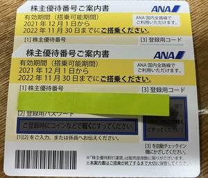 ANA株主優待券2枚セット(有効期限2022年11月30日)
