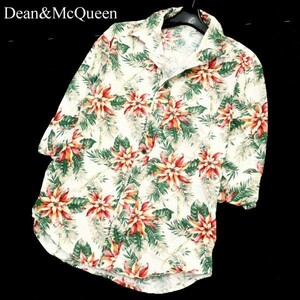 Dean&McQueen バッファローボブス 春夏 7分袖 ボタニカル 総柄★ 襟袖ワイヤー シャツ Sz.2　メンズ ベージュ　C1T05327_7#A