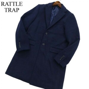 18aw RATTLE TRAP メンズビギ 秋冬 総裏★ 2B ストレッチ チェスター コート Sz.M　メンズ ネイビー 蓄熱 発熱素材　C1T08146_A#N