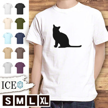 Tシャツ ネコ メンズ レディース かわいい 綿100% 猫 ねこ シルエット 大きいサイズ 半袖 xl おもしろ 黒 白 青 ベージュ カーキ ネイビー_画像1