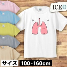 人体 肺 キッズ 半袖 Tシャツ 男の子 女の子 ボーイズ ガールズ プリント 綿 おもしろ 面白い ゆるい トップス ジュニア かわいい100 110 1_画像1