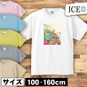 人 キッズ 半袖 Tシャツ 妖精 アンティーク レトロ 男の子 女の子 ボーイズ ガールズ プリント 綿 おもしろ 面白い ゆるい トップス ジュニ