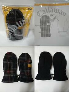 ■処分価格 !! callaway Women's Wool Mitten キャロウェイ　女性用　ウールミトン［ネイビーチェック/F］両手用