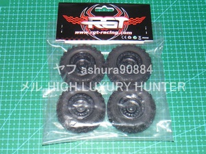 RGT1/24 タイヤ+黒色ホイール4本セット (ミニッツ4x4,WLTOYS 24438,HBX-2098B,Carisma MSA-1E,Hobby Plus)六角ハブ対辺7mm用（送料込み）