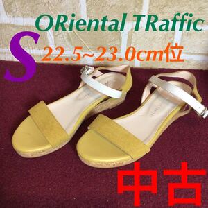 【売り切り!送料無料!】A-190 ORiental TRaffic!S!22.5cm!23.0cm!フラットサンダル!ストラップサンダル!オフホワイト!マスタード!中古!