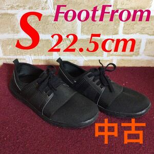 [ selling out! free shipping!]A-195 FootFrom!S!22.5cm! walking shoes! cushioning properties equipped! black! light weight! lady's shoes! used!