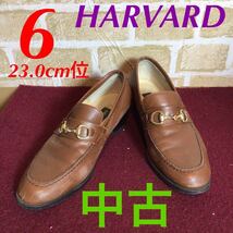 【売り切り!送料無料!】A-195 HARVARD!6!23.0cm!ビットモカシン!装飾あり!パンプス!ローファー!ヒール4cm!ブラウン系!通勤!お洒落!中古!_画像1