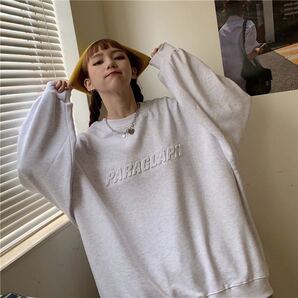 ロングスリーブTシャツ ルーズ カットソー トレーナー 男女兼用 ロンT グレー