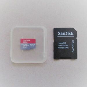 開封品 SANDISK 128GB microSDカード microSDXC 最大100MB/s SDアダプタ付き Ultraシリーズ 動作確認済み