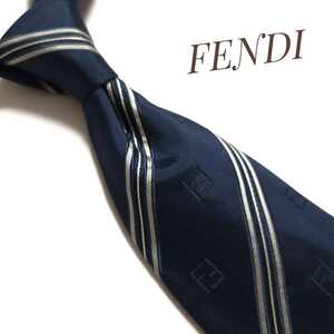 FENDI フェンディ ネクタイ ハイブランド 高級 ネイビー 紺 971