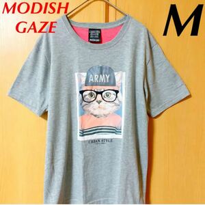 MODISH GAZE モディッシュガゼ　ARMYロゴ　ネコ　キャット　Tシャツ　M