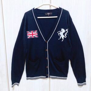 メンズ Beno 薄手カーディガン 国旗 イギリス ボーダー 紺 (M)