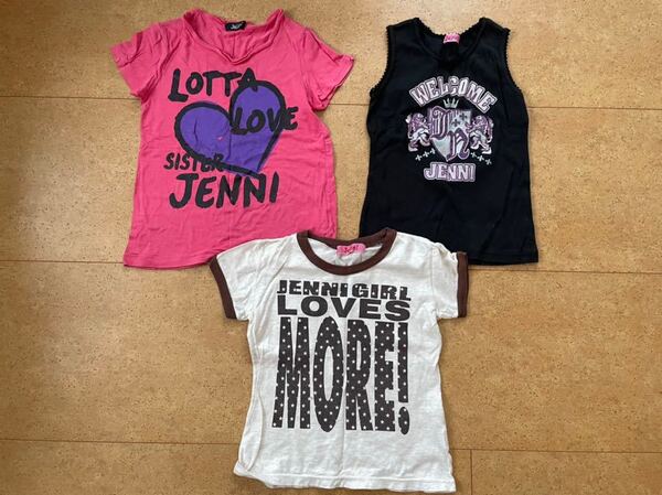 女の子3点セットJENNI半袖Tシャツ2枚とタンクトップ130120ピンク黒通学用遊び着