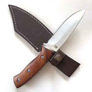 フルスタングナイフ 木製グリップ シース付き 新品未使用品