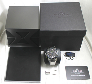 【EDOX】エドックス Chronorally1 クロノラリー1 クロノグラフ　ブラック　クォーツ　腕時計　美品