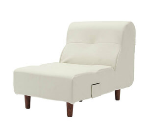 [ free shipping ]1 seater . sofa legs attaching made in Japan [PVC leather ivory color ]