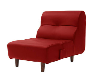 [ free shipping ]1 seater . sofa legs attaching made in Japan [PVC leather red color ]