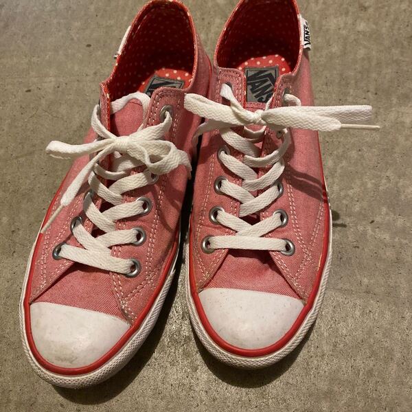 vans バンズ スニーカー 24cm 赤 水玉