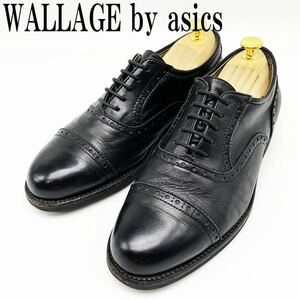 WALLAGE by asics アシックス ストレートチップ 25.5EEE 革靴 黒 メンズシューズ ビジネスシューズ