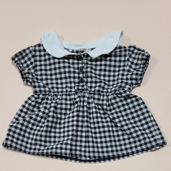 半袖ワンピース 90サイズ ギンガムチェック チュニック セーラーギンガムチェック 夏服