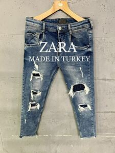 ZARA クラッシュ加工ストレッチデニム！トルコ製！