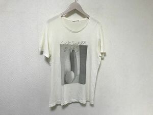 本物ラッドミュージシャンLADMUSICIANプリントコットン半袖Tシャツアメカジサーフビジネススーツメンズ46L白ホワイトロックバンT日本製