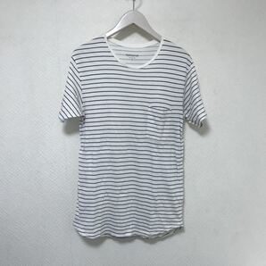 本物ノンネイティブnonnativeコットンポケットボーダー柄半袖TシャツアメカジビジネススーツメンズM青ブルーホワイト日本製1