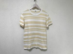 本物ポールスミスロンドンPAULSMITHコットンボーダー柄半袖TシャツアメカジビジネススーツメンズM日本製白ホワイトベージュ