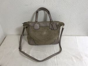 本物コーチCOACH本革スエードレザー2wayトートミニボストンバッグビジネスハンドショルダーバックレディースメンズトラベルグレー