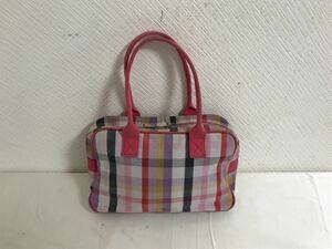  genuine article Paul Smith PAULSMITH canvas check pattern band tote bag business Boston back lady's men's pink pattern travel travel 