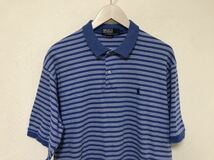 本物ポロラルフローレンPOLO RALPH LAURENコットンボーダー柄半袖ポロシャツアメカジサーフビジネススーツメンズLアメリカ製_画像2