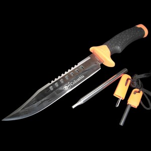 【3点セット】大型シースナイフ36cm&ファイヤースターター&火吹き棒アウトドア 新品