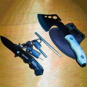 サバイバルナイフ アウトドア軽量手斧 本格手斧 火吹き棒 火起こし 完全セット【新品】