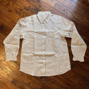 美品!東京ブラウス スポーツ Tokyo-blouse SPORTS 5CINQ ベージュ ストライプ 長袖シャツ ブラウス レディース 婦人服 レトロ ビンテージ