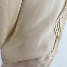 ヴィンテージ　日本製　長袖ブラウス　シアー素材　シースルー　M相当　ベージュ　スーツインナー　シャツ_画像5