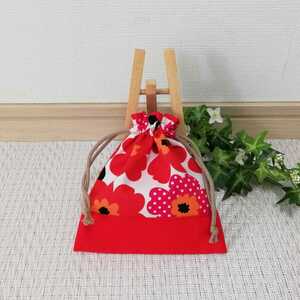  pouch 15 centimeter red series Northern Europe floral print lining equipped * hand made *