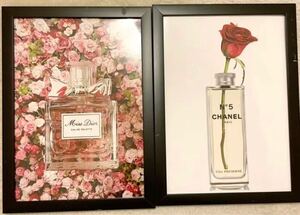 絵画アートパネル ポスターシャネルディオール フレーム付2枚組 ローランド愛用 Christian Dior CHANEL