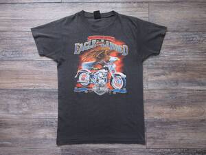 3D EMBLEM 87s ハーレーダビッドソン Tシャツ 実寸M程度 両面プリント/パン エボ イーグル 星条旗
